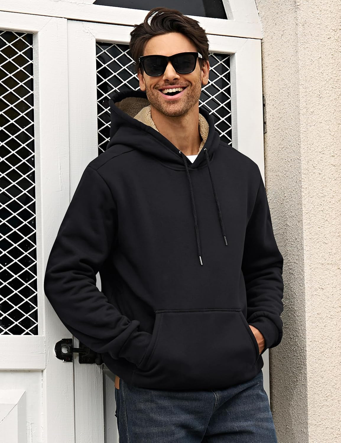 Men'S Heavy Hoodie Sherpa Fleece Lined Pullover Thick Winter Hooded Sweatshirt